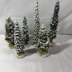 Department 56 Snow-Flocked Green Miniature Holiday Trees